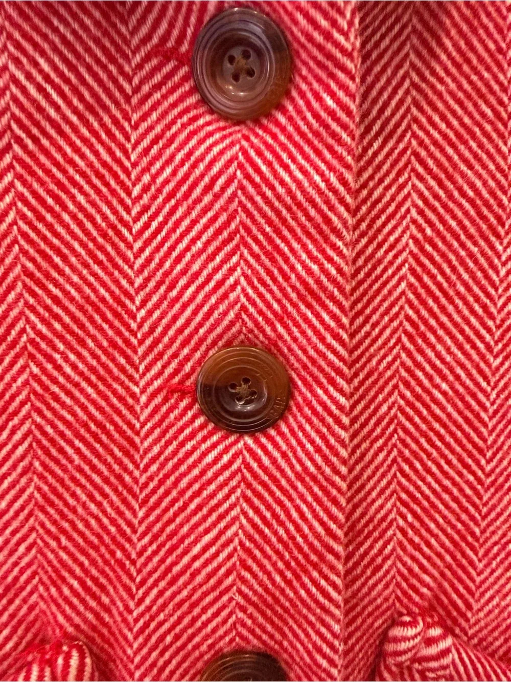 Vintage GAP Girls Red Herringbone Pea Coat holiday wool blend Christmas photos 2